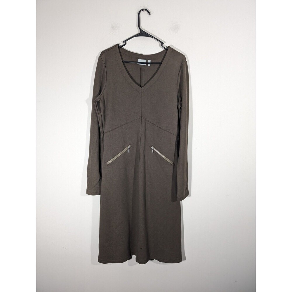 Athleta Celebration Ponte Knit Brown Dress Women Sz M Tall Modest Casual